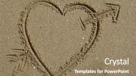  Presentation with sand heart - Theme enhanced with love message an heart draw in the sand background and a coral colored foreground