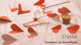  Presentation with hearts - Presentation consisting of love-message-in-a-bottle background and a lemonade colored foreground