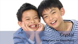  Presentation with two small brothers - Amazing PPT theme having love miles - portrait of two boys siblings backdrop and a teal colored foreground