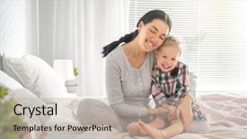  Presentation with baby girl - Beautiful presentation theme featuring enjoy sunny morning good time backdrop and a soft green colored foreground