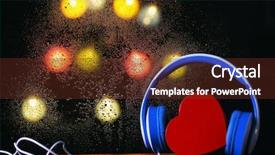  Presentation with love music - Amazing PPT theme having love music - decorative heart and headphones backdrop and a tawny brown colored foreground