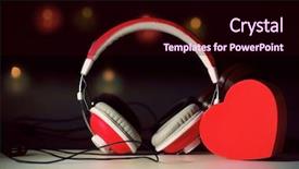  Presentation with love music - PPT layouts featuring love music - decorative heart and headphones background and a wine colored foreground