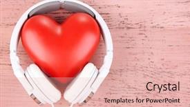  Presentation with love music - PPT theme consisting of love music - headphones and heart on color background and a coral colored foreground