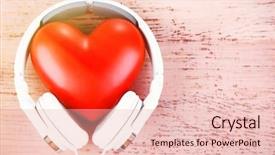  Presentation with love music - Beautiful theme featuring love music - headphones and heart on color backdrop and a lemonade colored foreground