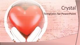  Presentation with headphones - Slides featuring love music - headphones and heart on color background and a lemonade colored foreground