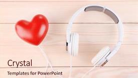  Presentation with wooden heart the slogan - Cool new presentation theme with love music - headphones and heart on wooden backdrop and a lemonade colored foreground