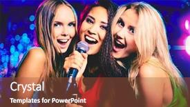  Presentation with love music - Audience pleasing theme consisting of love music - portrait of happy girls singing backdrop and a tawny brown colored foreground