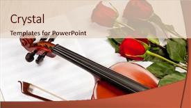  Presentation with roses - Cool new PPT theme with love music - red roses and a violin backdrop and a lemonade colored foreground
