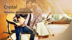  Presentation with love music - Beautiful slide set featuring love music - young couple on the sunny backdrop and a yellow colored foreground