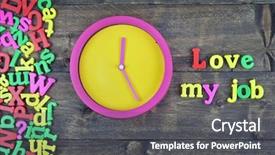  Presentation with performance - Beautiful PPT layouts featuring love my job word backdrop and a dark gray colored foreground