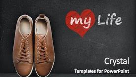  Presentation with love story - Presentation design featuring self story - love my life text background and a dark gray colored foreground