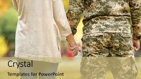  Presentation with love nation - PPT layouts featuring love nation - soldier reunited with wife closeup background and a yellow colored foreground