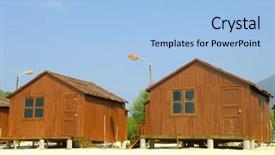  Presentation with neighbor - Beautiful presentation design featuring love neighbor - beach huts backdrop and a light blue colored foreground