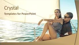  Presentation with love story - Beautiful PPT theme featuring love on sail boat backdrop and a cream colored foreground