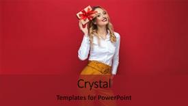  Presentation with gift - Audience pleasing presentation theme consisting of love package - beautiful young blonde woman standing backdrop and a crimson colored foreground