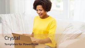  Presentation with african people boxing - Beautiful theme featuring love package - happy african young woman backdrop and a yellow colored foreground