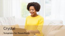  Presentation with postal service - PPT layouts enhanced with love package - people delivery shipping and postal background and a yellow colored foreground