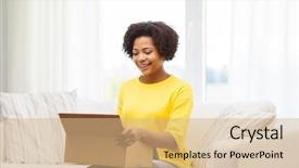  Presentation with postal service - Presentation design consisting of love package - people delivery shipping and postal background and a coral colored foreground