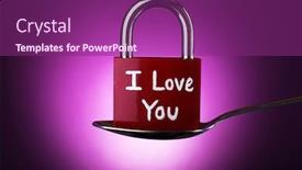  Presentation with silver purple - PPT theme enhanced with love padlock in silver spoon on purple background background and a violet colored foreground