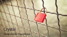  Presentation with love recharge - Amazing PPT theme having love padlock on the railing backdrop and a coral colored foreground