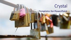 Presentation with padlock - Beautiful PPT theme featuring love padlocks on a fence backdrop and a sky blue colored foreground