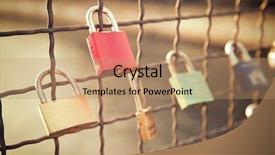  Presentation with loving hearts love heart candy - Beautiful presentation design featuring love padlocks on the railing backdrop and a coral colored foreground