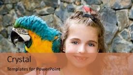  Presentation with blue eyes - Colorful slides enhanced with love parrots - blue eyes child girl backdrop and a coral colored foreground