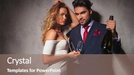  Presentation with iv infusion iv bottle - Audience pleasing PPT theme consisting of love party - sexy elegant couple with bottle backdrop and a coral colored foreground