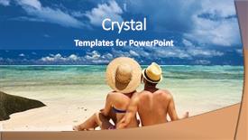  Presentation with tropical - Beautiful theme featuring love pink - couple on a tropical beach backdrop and a teal colored foreground