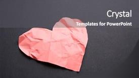  Presentation with love heart - Beautiful PPT theme featuring love pink - crumpled paper heart on black backdrop and a  colored foreground