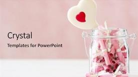  Presentation with paper heart book - Cool new PPT theme with love pink - jar of papers with sweet backdrop and a lemonade colored foreground