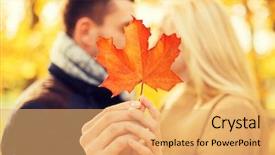  Presentation with maple leaf - Presentation theme consisting of love relationship family and people background and a yellow colored foreground