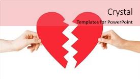  Presentation with broken heart - Beautiful PPT theme featuring two parts of broken heart backdrop and a red colored foreground