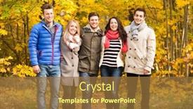  Presentation with relationship - PPT theme featuring love relationship season friendship and people concept - group of smiling men and women hugging in autumn park background and a tawny brown colored foreground