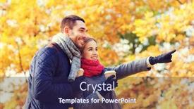  Presentation with relationship - Slide set enhanced with love relationship season friendship and people concept - smiling couple with coffee cups in autumn park background and a navy blue colored foreground