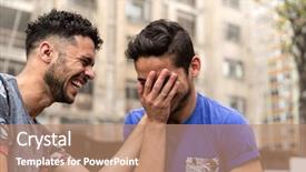  Presentation with black couple having fun - Presentation featuring love respect - gay couple playing and having background and a coral colored foreground