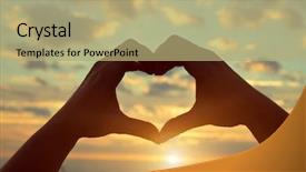  Presentation with hands heart - Slide set consisting of love romance - silhouette hands forming a heart background and a  colored foreground