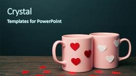  Presentation with pink heart illustrations - Amazing PPT layouts having love romance - two pink cups with hearts backdrop and a tawny brown colored foreground