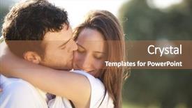  Presentation with kiss - PPT theme featuring love romance - young beautiful couple background and a coral colored foreground