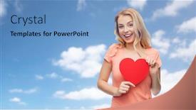  Presentation with heart clouds - Presentation theme featuring love romance charity valentines day background and a teal colored foreground