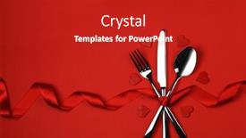  Presentation with love romance - Presentation design enhanced with love romance valentine's day concept - festive table setting cutlery and decorative hearts on red background background and a crimson colored foreground