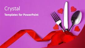  Presentation with purple rose - Presentation design consisting of festive table setting cutlery rose background and a purple colored foreground