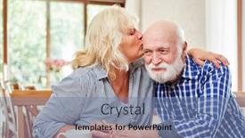  Presentation with retirement - Audience pleasing presentation theme consisting of love-senior-woman-kisses backdrop and a seafoam green colored foreground