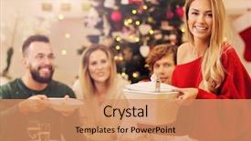  Presentation with christmas dinner - PPT layouts consisting of love serving - group of family and friends background and a  colored foreground