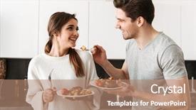  Presentation with dinner - Beautiful PPT theme featuring love serving - portrait of a loving young backdrop and a coral colored foreground