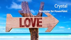  Presentation with forbidden love - Cool new PPT layouts with love sign with a beach backdrop and a cobalt blue colored foreground