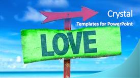  Presentation with loving hearts love heart candy - PPT theme consisting of love sign with beach background background and a cobalt blue colored foreground