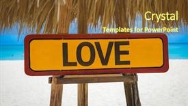  Presentation with electricity love - Colorful slide set enhanced with love sign with beach background backdrop and a tawny brown colored foreground