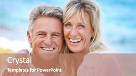  Presentation with outdoors - Theme featuring love smile - happy mature couple outdoors background and a coral colored foreground