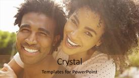  Presentation with romantic - Presentation featuring love smile - portrait of romantic couple relaxing background and a coral colored foreground